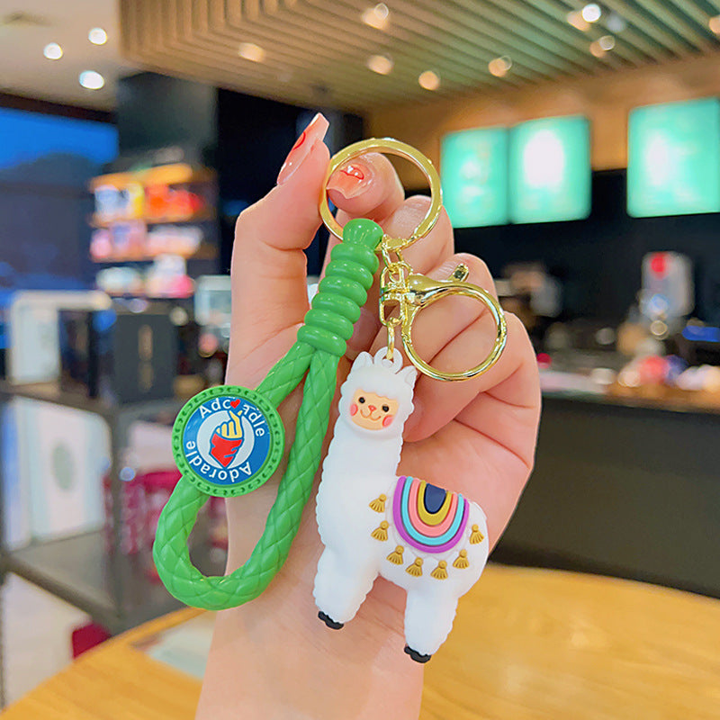 Wholesale Rainbow Alpaca Doll Soft Rubber Keychains